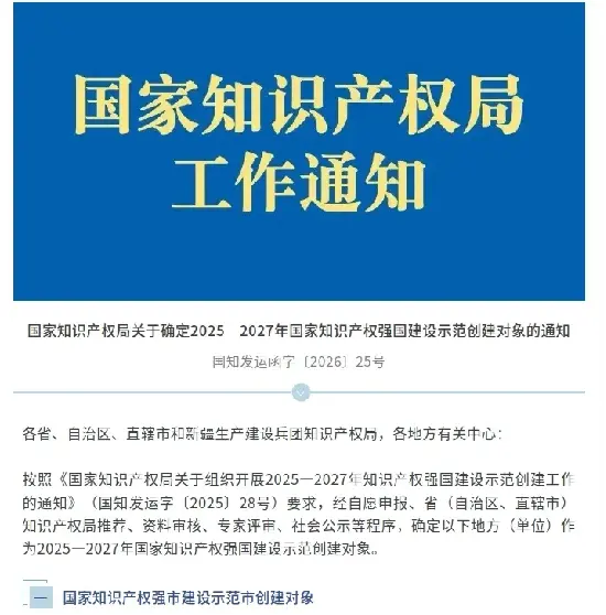 குவாங்காங் மெஷினரி கோ., லிமிடெட் தேசிய அறிவுசார் சொத்து விளக்க நிறுவனத்திற்கான வேட்பாளராக தேர்ந்தெடுக்கப்பட்டது.